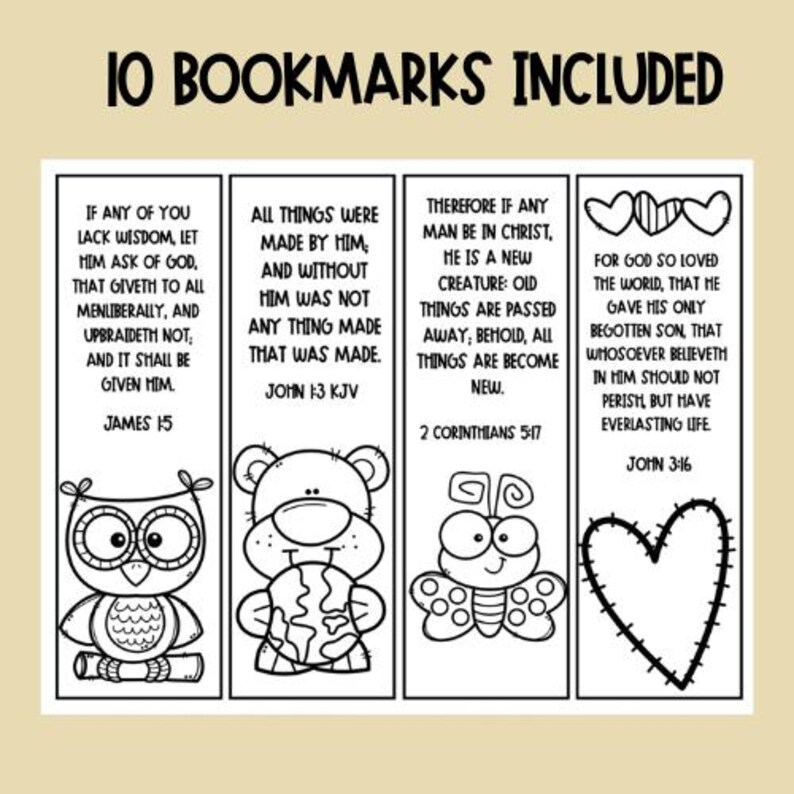 Scripture Memory Bookmark Printable Scripture Coloring Bookmarks for Kids, Bible Verse Bookmark ...