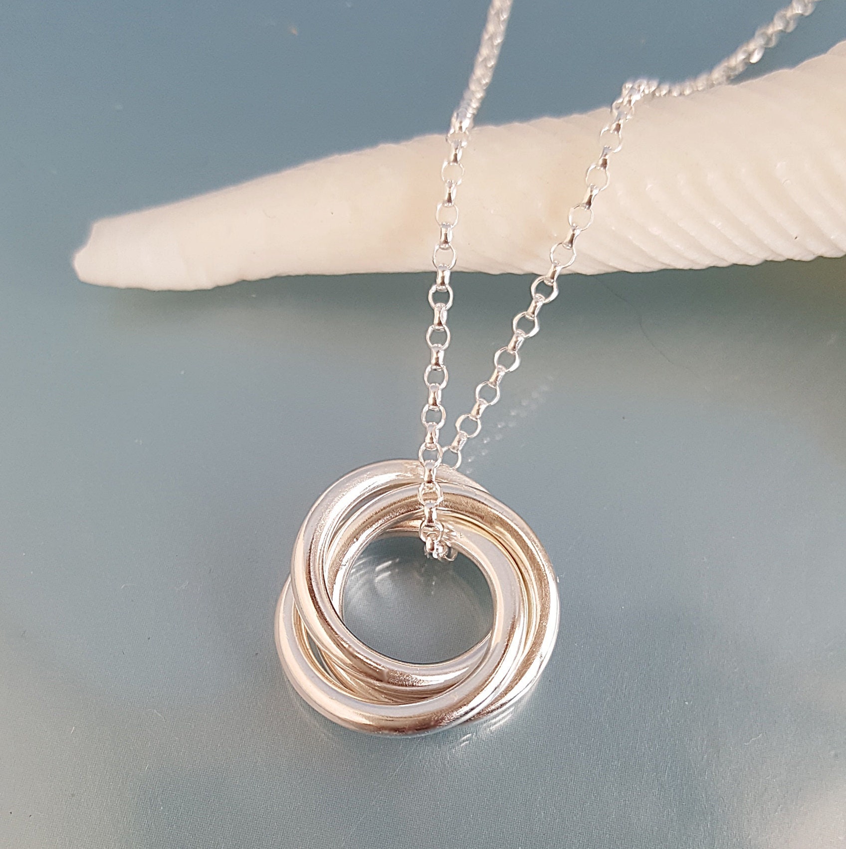 Collana Con Ciondolo Tre Anelli In Argento 925 Per Mamma – Incisione 'Ti Amo Fino Alla Luna E Ritorno' – Gioiello Sentimentale Regalo Per Donna - 2