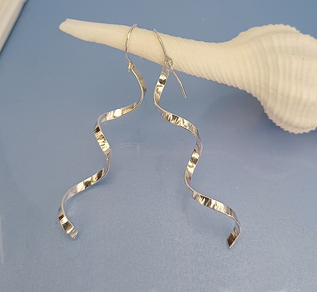 Silver Corkscrew Earrings Handmade Spiral Earrings Twisted Etsy UK