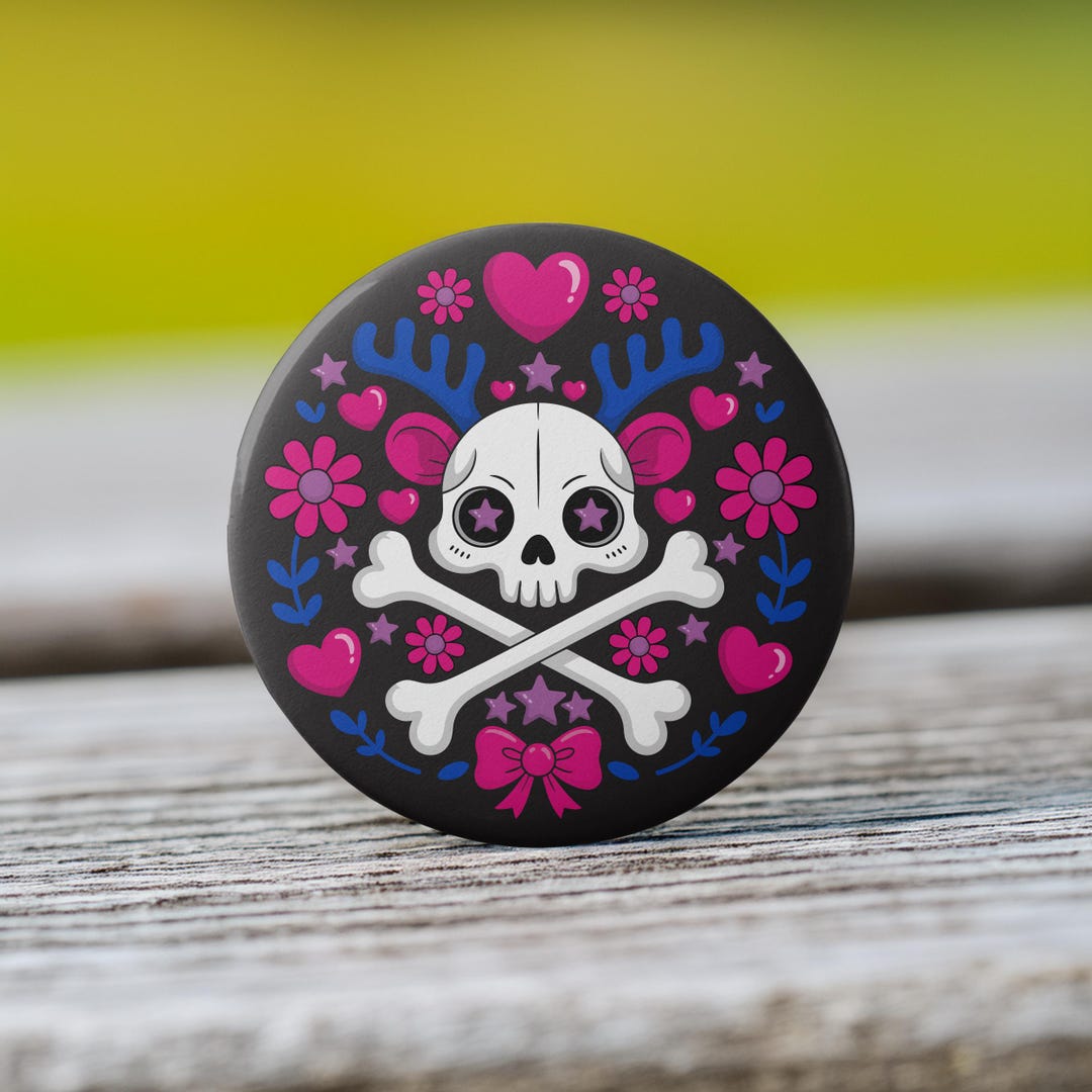 Subtle Bisexual Pride Rat Skull Button - Available as a Pin, Keychain ...
