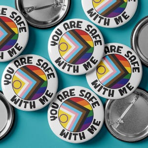 Bulk You Are Safe With Me Buttons - White Background with Progress Flag