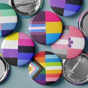 Custom Double pride Flag Button - Pin, Zipper Pull, Keychain, or Magnet