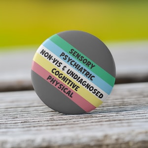 Disability Pride Flag Button with Stripe Meanings