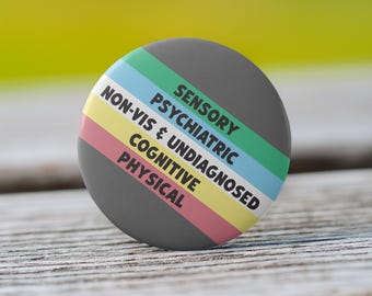Disability Pride Flag Button with Stripe Meanings