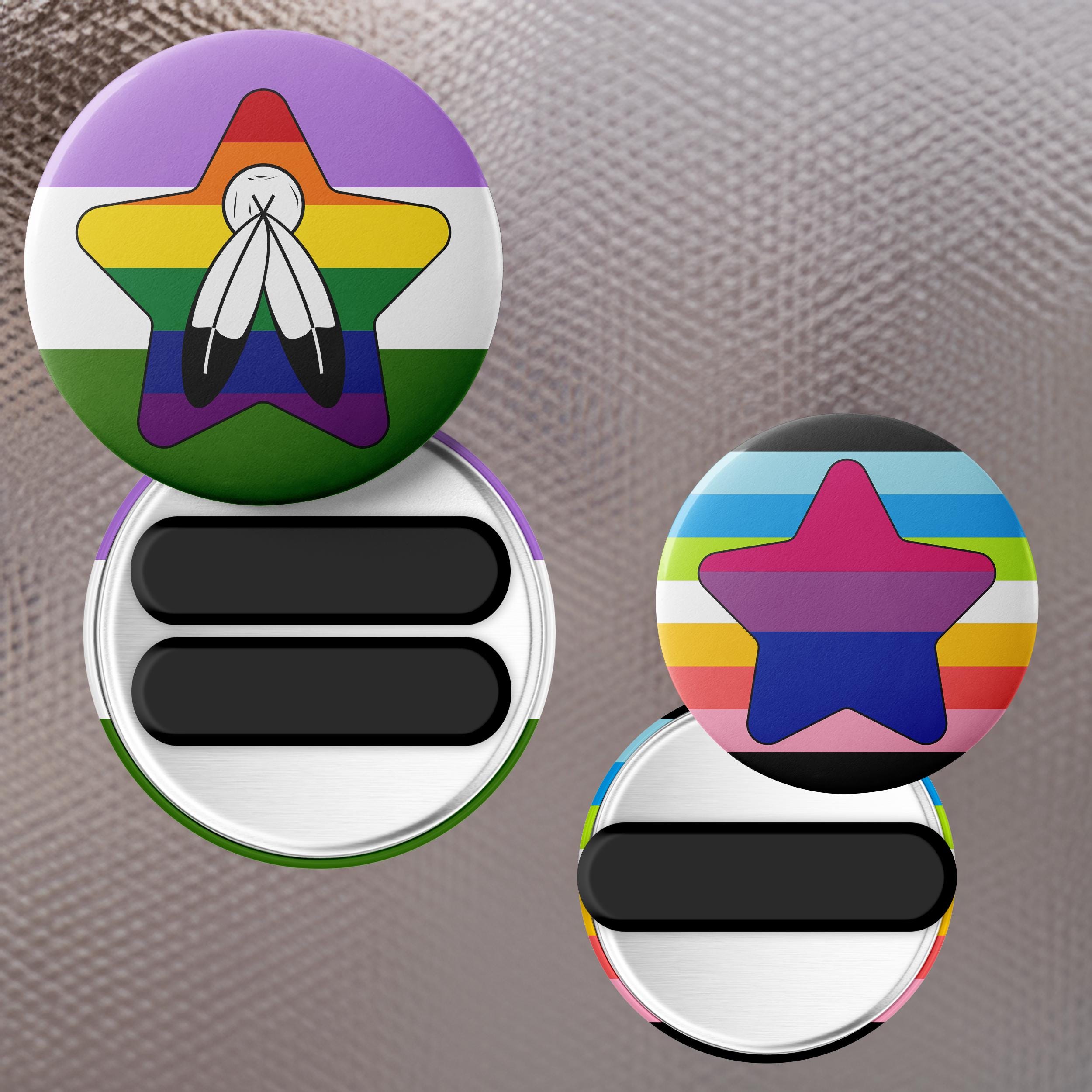 Custom Double Pride Flag Star Button - Pin, Keychain, Magnet, or Zipper ...
