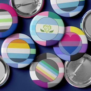 Custom Triple Pride Flag Button - Circle Design