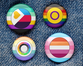 Custom Double Pride Circle Center Flag Button - Pin, Keychain, Magnet, or Zipper Pull