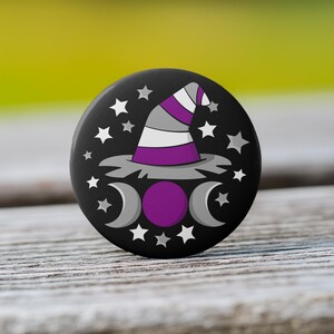 Asexual Pride Flag Subtle Witch Button
