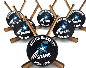 Custom Laser Engraved Hockey Puck, Team Gift, End Season Award | Personalized Hockey Player Gift