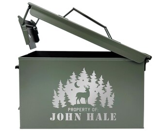 Personalized Ammo Can | Laser Engraved Ammo Box | Gift for Men, Dad, Husband | Hunting Gear Storage | Custom Ammo Container