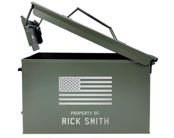 Personalized Laser Engraved Ammo Can | Hunter Gift, American Flag