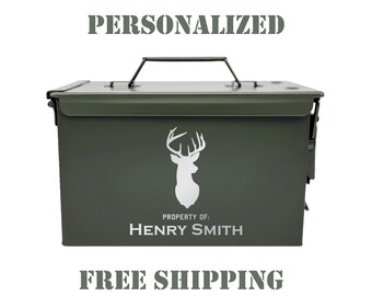 Personalized Ammo Can | Laser Engraved Gift for Hunter | Gift for Men, Dad, Husband | Hunting Gear Storage | Shooting Accessory