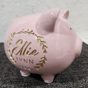 Personalized Etched Ceramic Piggy Bank, Baby Shower Gift