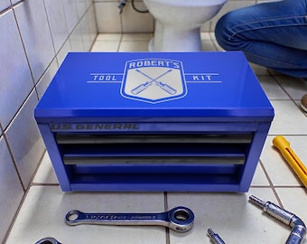 Personalized Mini Toolbox | Laser Engraved Garage Tool Organizer | Gift for Men | Mechanic Gift