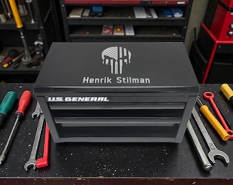 Personalized Mini Toolbox | Laser Engraved Garage Tool Organizer | Gift for Men | Mechanic Gift