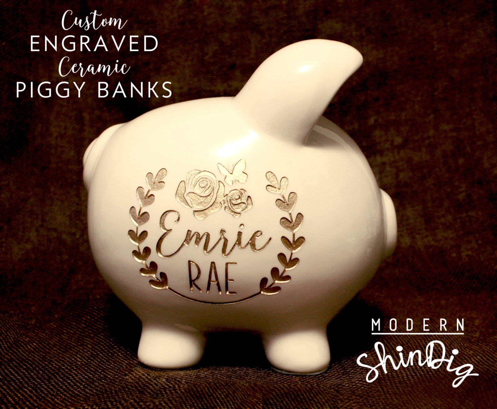 Engraved Piggy Bank Large Ceramic Custom Piggy Bank is Etsy