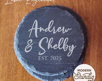 Personalized Laser Engraved Slate Coasters - Housewarming Gift