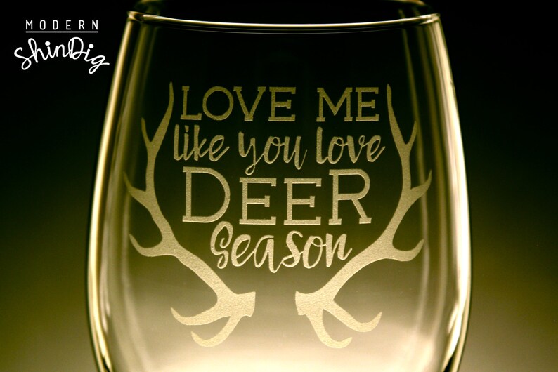 Deer Antlers Glass Single Etched Glass Hunting Season Deer Etsy