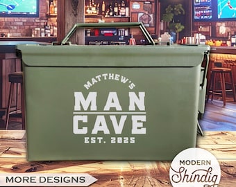 Boîte de munitions personnalisée gravée au laser | Décoration homme des cavernes | Cadeau pour lui | Cadeau homme