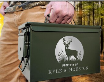 Personalized Ammo Can | Laser Engraved Gift for Hunter | Gift for Men, Dad, Husband | Hunting Gear Storage | Shooting Accessory