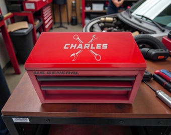 Personalized Mini Toolbox | Custom Garage Tool Kit Organizer | Gift for Men, Husband, Dad, Grandpa | Unique Mechanic Gift