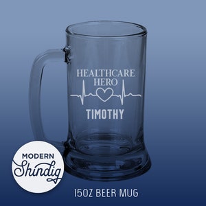 Etch Healthcare Hero, Personalized Glass for Healthcare Workers, Choose your glass, Permanently Etched, Thank you Doctors and Nurses!