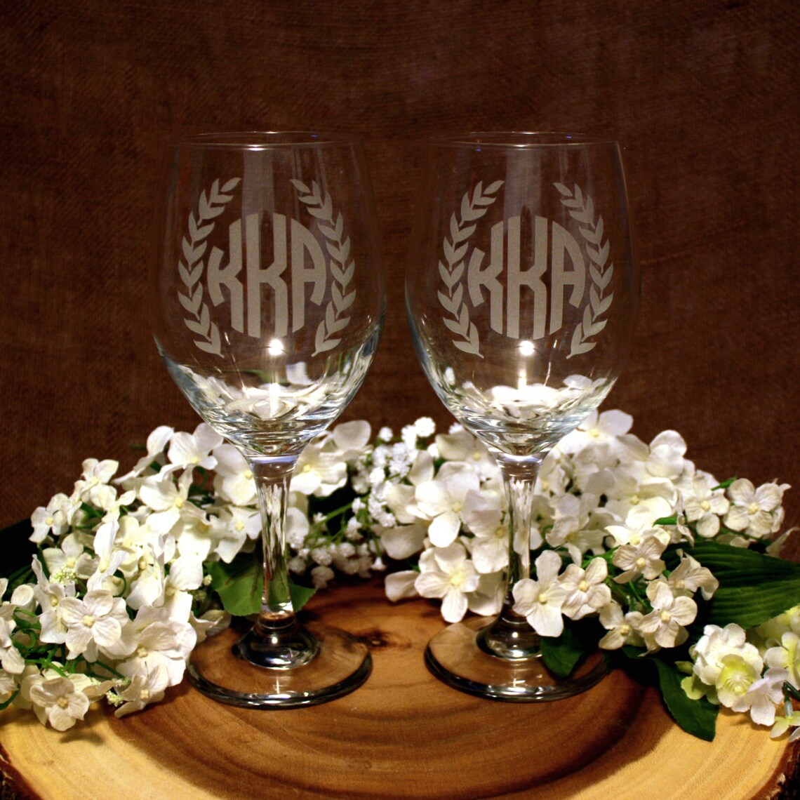 Monogrammed Wine Glass Stemless or Stem Wine Glasses Pair of 2 Etsy