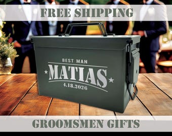 Personalized Ammo Can | Custom Groomsmen and Best Man Gifts | Laser Engraved Rustic Wedding Party Favors | Gift from Groom Keepsake
