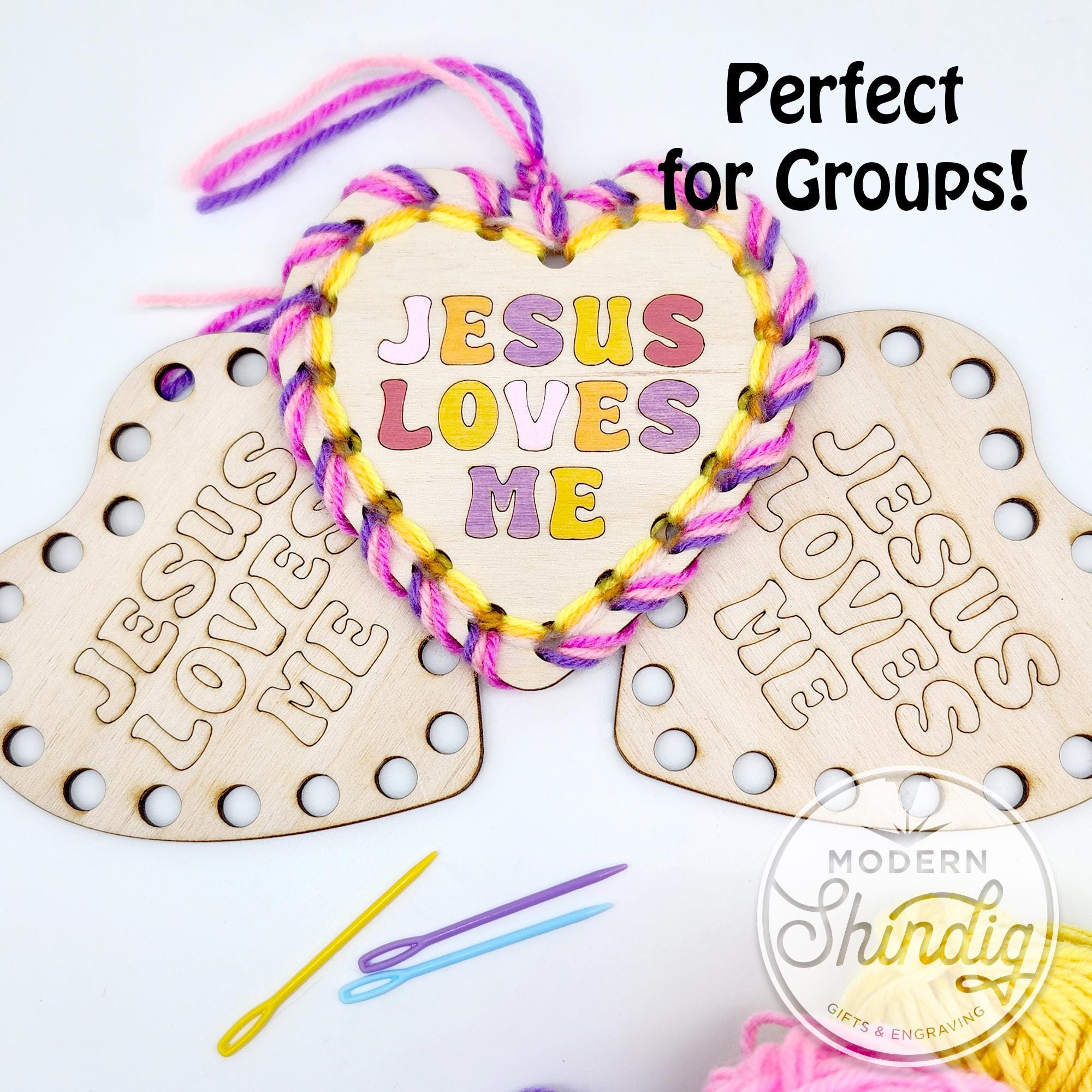 40 DIY Yarn Crafts For Kids 17 Jesus Loves Me Heart Yarn Craft Kit - Sunday School Easter Activity