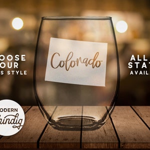 Verre gravé Colorado State Silhouette : vin, pinte, whisky