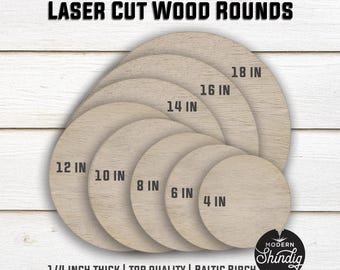 Laser Cut Baltic Birch Wood Rounds | 1/4 Inch Thick Craft Circles