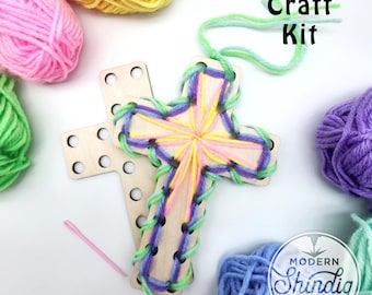 Easter Yarn Cross Craft Kit – Sun Burst Weaving Project - Montessori Activity