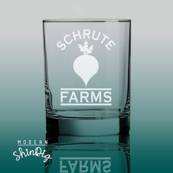 Schrute Farms Etched Whiskey Glass Dwight Schrute Whiskey Etsy