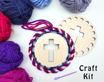 Easter Cross Yarn Weaving Kit – Kids' Wood Craft Project