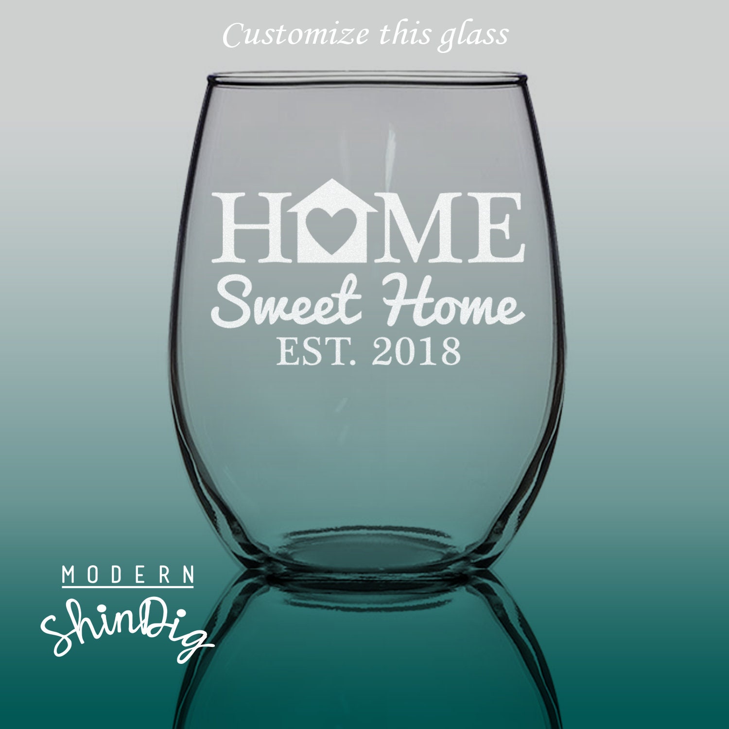 Housewarming Gift SHIPS FAST Engraved Home Sweet Home Wine Glass Real Estate Closing Gift- SG31 17 oz Stemless Premium Glass