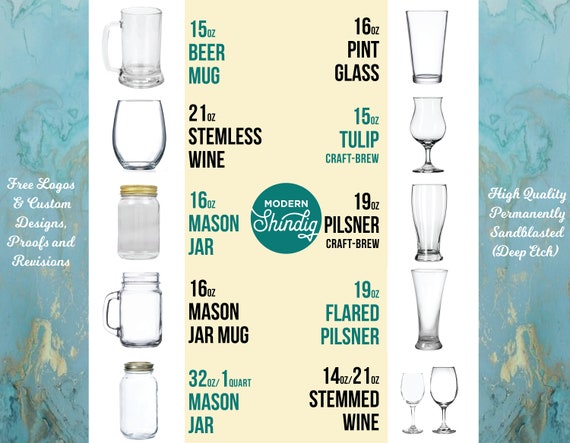 Custom Etched Beer Glass, Sandblasted Personalized Wine Glass