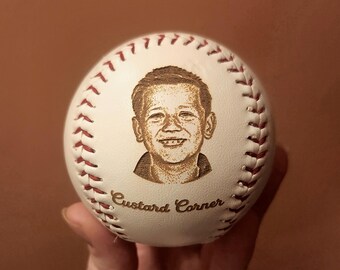 Photo Engraved Baseball Personalized Fathers Day Gift for Dad Grandpa Coach Customized Leather Baseball