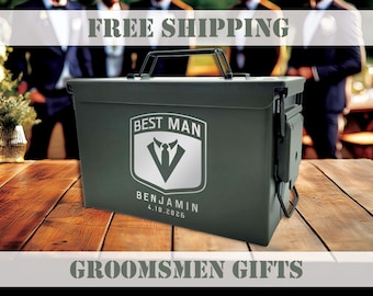Personalized Laser Engraved Ammo Can | Custom Groomsmen and Best Man Gifts | Wedding Party Favors | Gift from Bride and Groom Keepsake