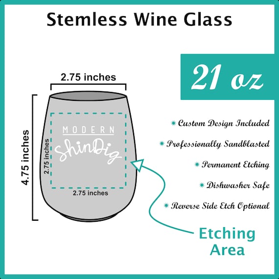 Etched Stemless Wine Glass: Travel Globe, Adventure Gift (21oz)