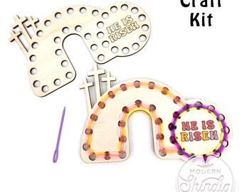 Easter Craft Kit He is Risen DIY Empty Tomb – Easter Wood Project for Kids - Bible Story CraftMontessori Yarn Weaving Kit