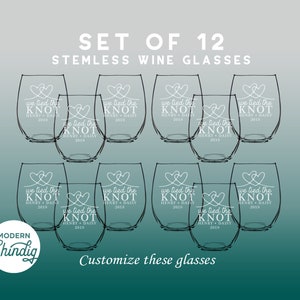 Etch Set of Twelve Etched Stemless Wine Glasses - 12 Wine Glasses - Free Custom Designs - Custom Stemless Wine Glass Set