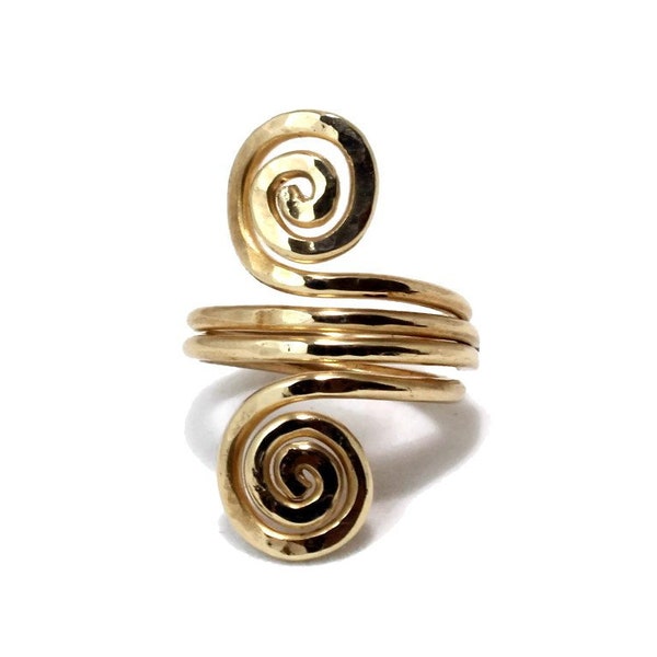 Minimalist Brass Ring, Small Brass Midi Ring, Hand Hammered Brass Ring, Textured Ring, , Small Spiral Ring, Celtic Ring,Wire ring, Boho ring