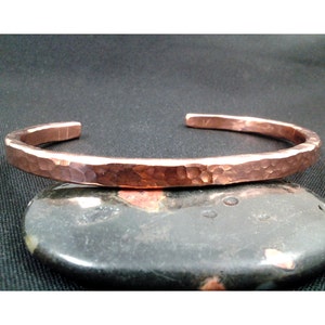 One Solid Copper Cuff bracelet, Copper Bangle, Bracelet Hand Hammered Extra Heavy Gauge image 4