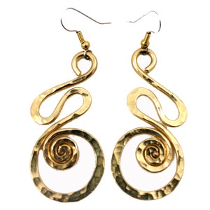 Solid Brass Hand Hammered Earrings Funky Festival Urban Boho