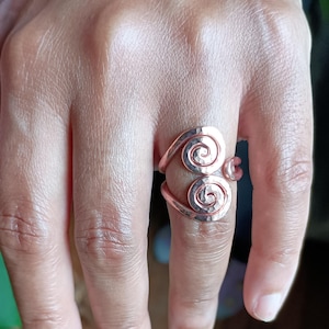 Adjustable Small Inward Spiral Copper Ring Hammered Copper  for Large Knuckles Due To Arthritis Pain Fits Size 5.5-7 CLEARANCE