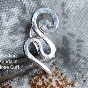 Sterling silver kundalini nose cuff, nose clip, silver nose jewelry, egyptian ahnk, body jewelry, faux nose ring, septum cuff,
