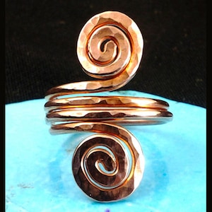Copper Ring, Arthritis Rings, Copper Jewelry, Spiral Design, Hand Hammered Hand Made,Copper Wave Ring, Statement Ring, Copper Swirl Ring
