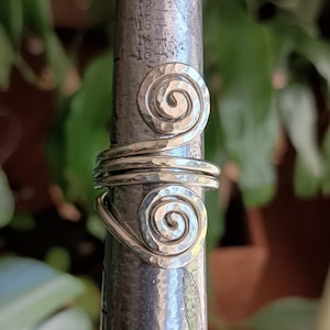 0 Women&#39;s German Silver Chasing Spiral Ring, Hand Hammered Silver Ring, Hand Made Silver Ring, Women&#39;s Rings,Fits Size 7.5-9