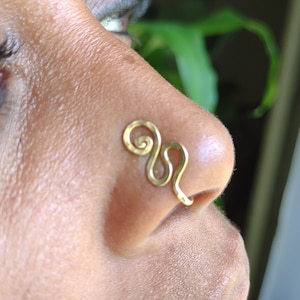 Solid Brass Nose Cuff, Nose Clip, Gold Nose Jewelry, Short Kundalini Nose Cuff, Body Jewelry, Faux Nose Ring, Septum Cuff,