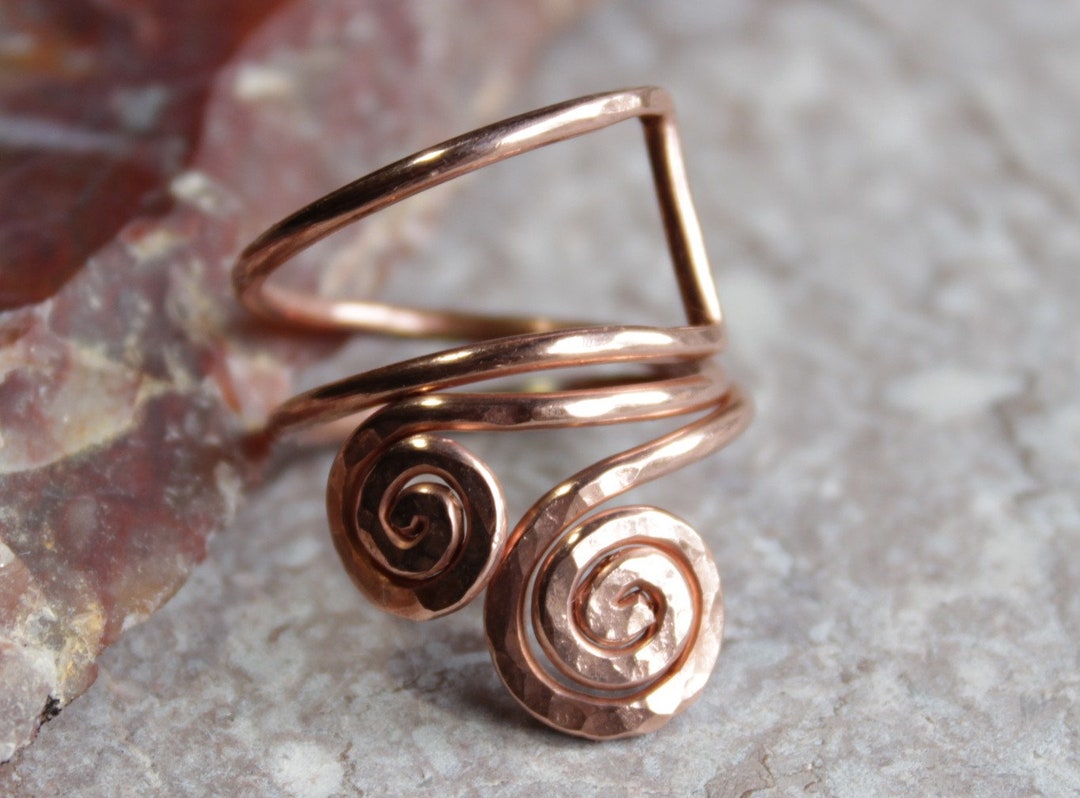 Women's Copper Rings Women's Textured Copper Ring, Hand Hammered Copper Ring , Copper Midi ...
